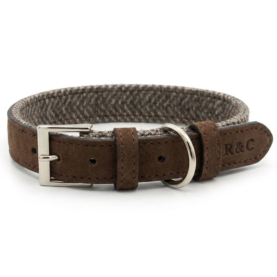 The Lincoln Tweed & Leather Dog Collar